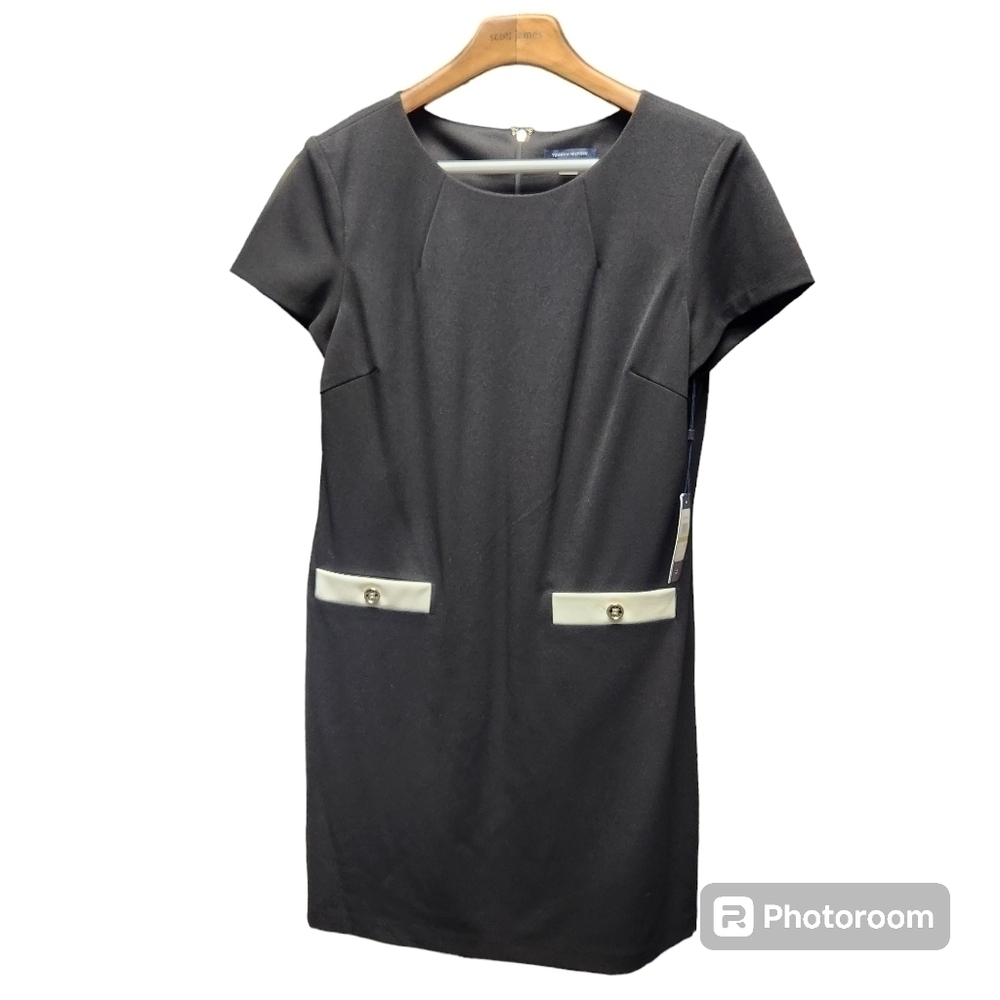Tommy Hilfiger Shift Dress Black White Sz 14 NWT Office Wear Professional